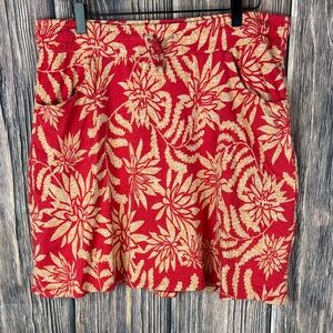 Toad&Co Red and Gold Floral Mini Skirt